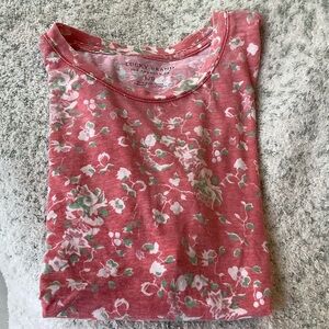 Lucky Brand Coral Pink mint ivory Floral Crewneck Tee NWT Size Large